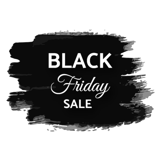 Banner de venta de viernes negro. Texto blanco sobre trazo de pincel grunge oscuro. Ilustración vectorial