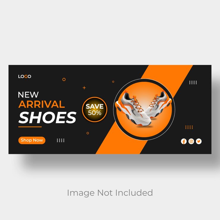 Vector banner de venta de zapatos nuevos para la imagen de portada de facebook