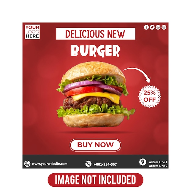 Banner de ventas para deliciosa nueva hamburguesa