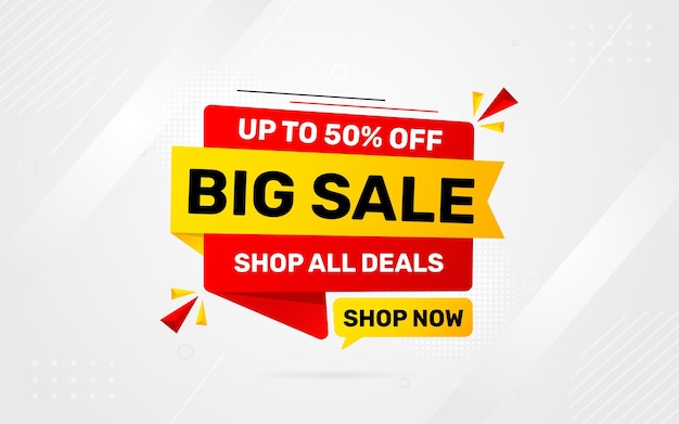 Banner de ventas grandes Diseño de etiquetas de precios de ofertas especiales Diseño de marcas de festivales de descuento de productos Vector de ventas