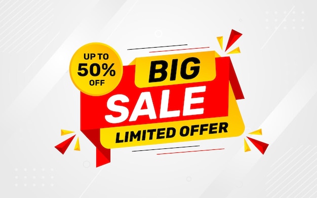Banner de ventas grandes Diseño de etiquetas de precios de ofertas especiales Diseño de marcas de festivales de descuento de productos Vector de ventas