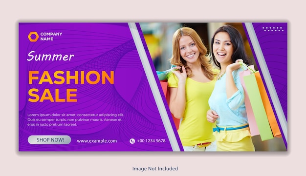 Un banner de ventas de moda para publicaciones en redes sociales con color púrpura