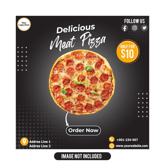 Banner de ventas para pizzería con oferta especial