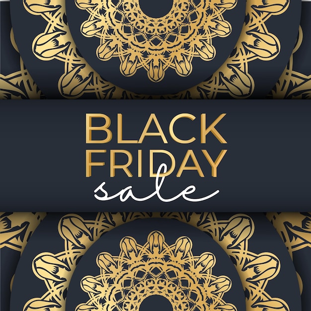 Banner para ventas de viernes negro azul oscuro con un patrón dorado abstracto