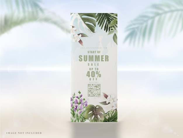 Banner de verano floral tropical