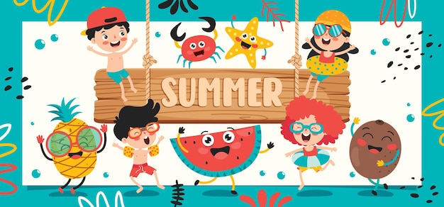 Vector banner de verano plano colorido