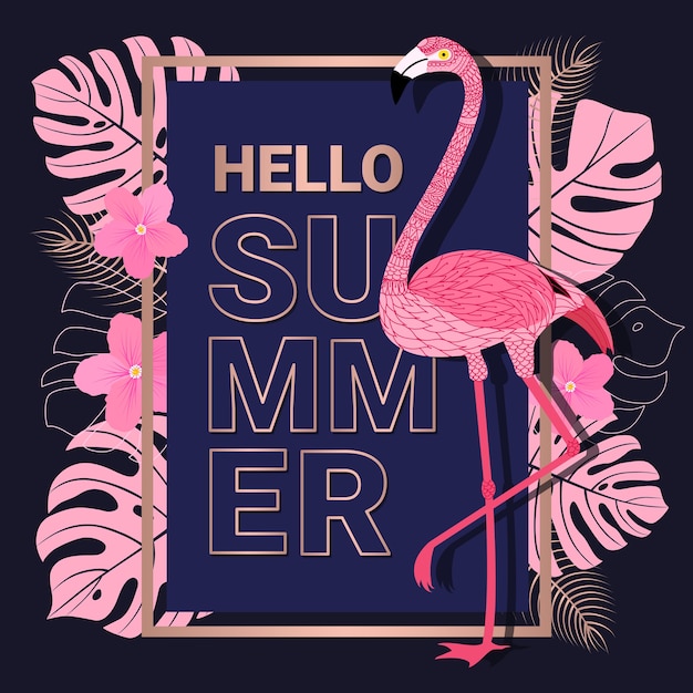 Banner de verano con tipografía de oro rosa