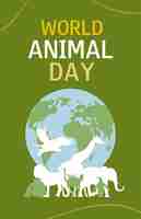 Vector banner vertical del día mundial de los animales ilustración vectorial para carteles de tarjetas o publicidad