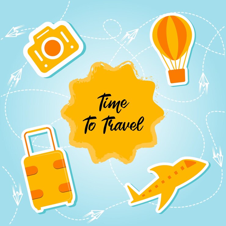 Vector banner de viajes y turismo con iconos ilustración vectorial