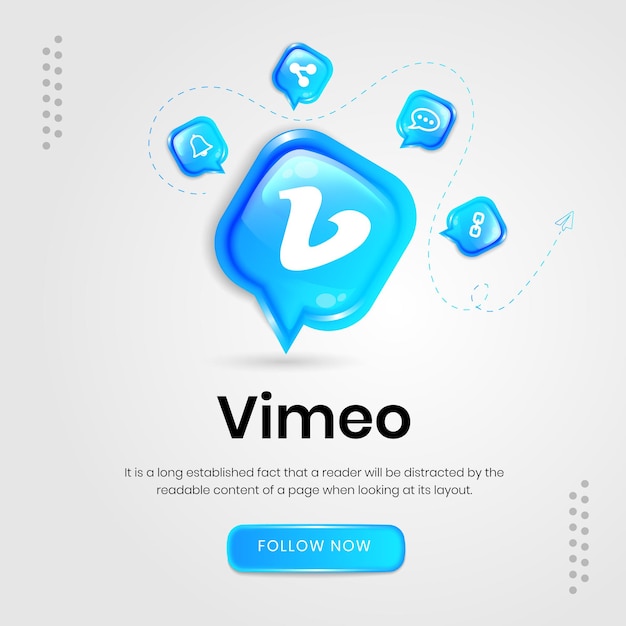 Vector banner de vimeo de iconos de redes sociales