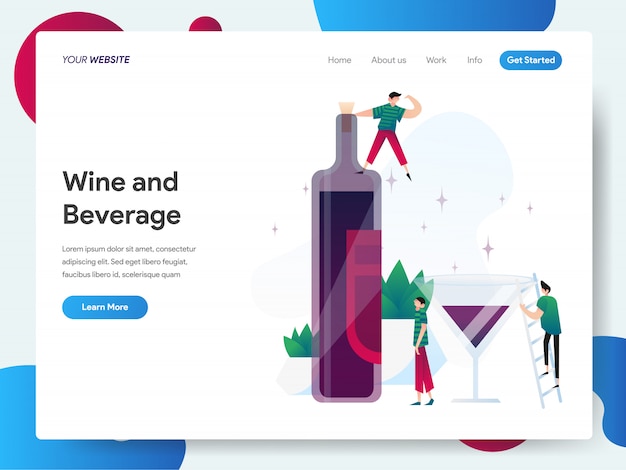 Banner de vino y bebidas para landing page