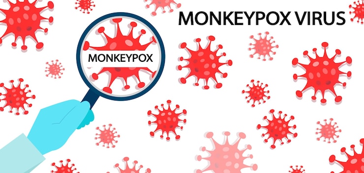 Vector banner del virus de la viruela del mono ilustración del vector pandémico del brote del virus de la viruela del mono