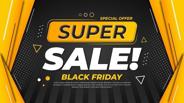 Banner, volante y plantilla de fondo de Super Sale Vector Illustrator para promoción
