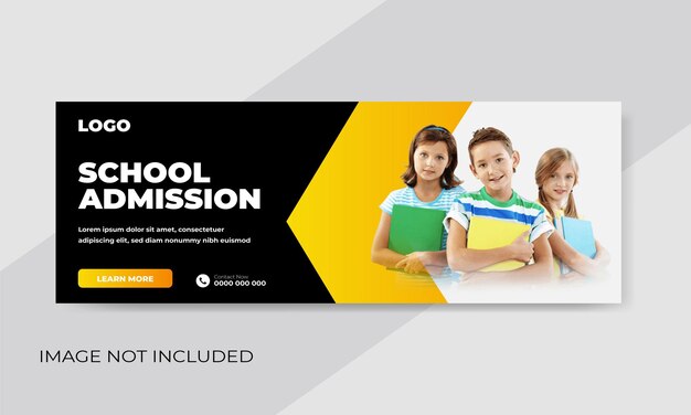 Banner web de admisión escolar de vector gratis o plantilla de portada de redes sociales