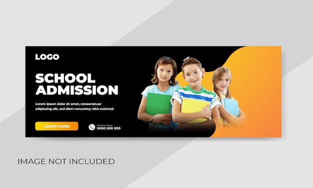 Banner web de admisión escolar de vector gratis o plantilla de portada de redes sociales