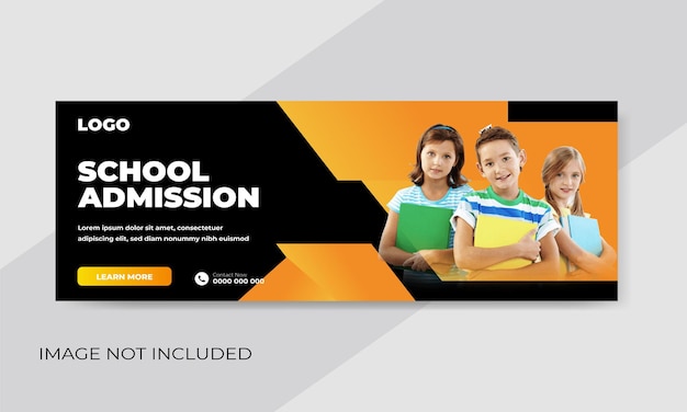 Banner web de admisión escolar de vector gratis o plantilla de portada de redes sociales