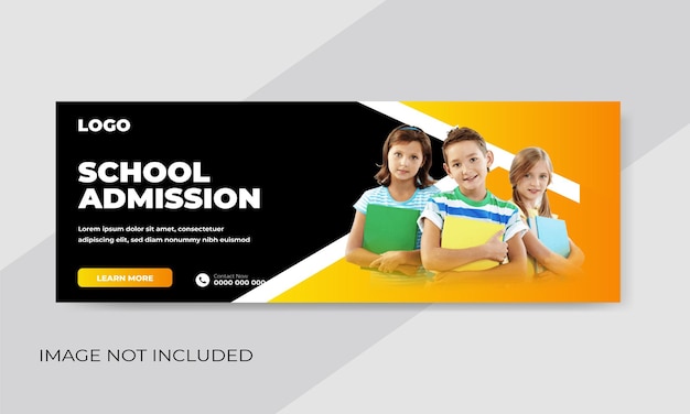 Banner web de admisión escolar de vector gratis o plantilla de portada de redes sociales