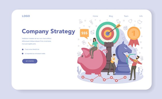 Banner web de alta dirección empresarial o página de destino. Estrategia exitosa