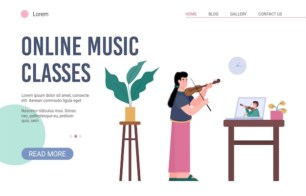 Banner web para aprender o crear videos de lecciones de música en línea sobre cómo tocar el violín