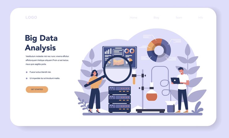 Vector banner web de big data o página de destino