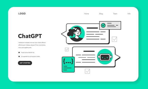 Banner web ChatGPT o página de inicio Comunicación en línea con artificial