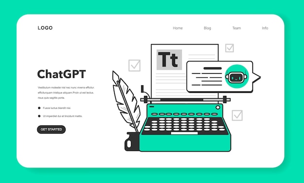 Banner web ChatGPT o página de inicio Comunicación en línea con artificial
