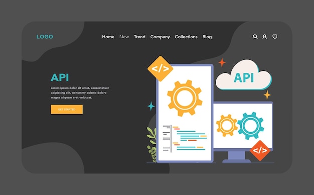 Banner web de código abierto o página de aterrizaje software de modo oscuro o nocturno con código disponible para su uso