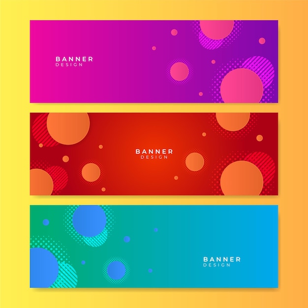 Banner web colorido con fondo geométrico abstracto. Colección de banners de promoción horizontal con degradados de colores pastel y telón de fondo geométrico abstracto. Diseño de encabezado. Plantilla de cupón vibrante.