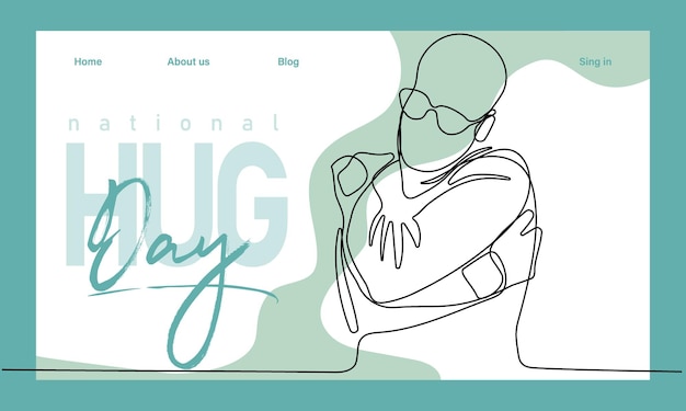 Vector banner web con un concepto de día de abrazo y relación familiar feliz