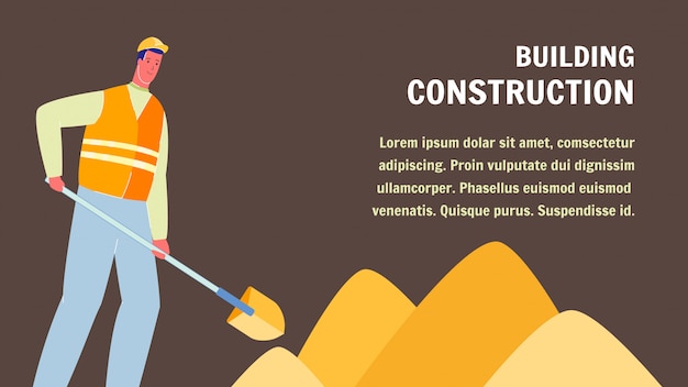 Banner web de construcción con espacio de texto