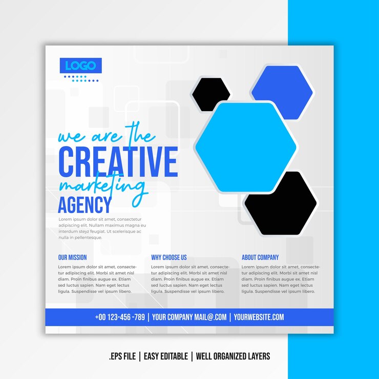 Vector banner web corporativo de agencia de marketing creativo