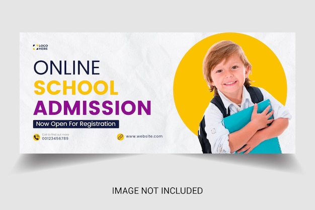 Vector banner web de la escuela de admisión y plantilla de portada de facebook