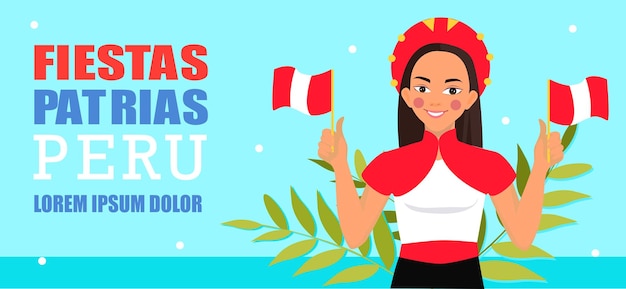 Vector banner web de fiestas patrias perú