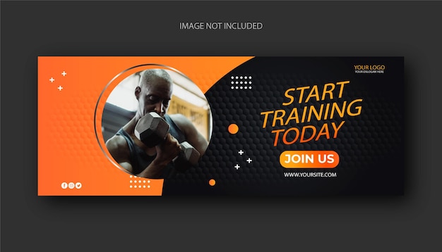 Vector banner web de fitness o plantilla de portada de redes sociales premium vector