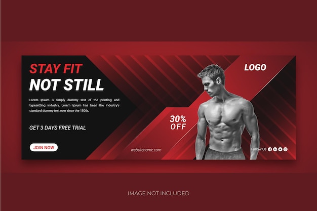 Vector banner web de fitness o plantilla de portada de redes sociales vector premium