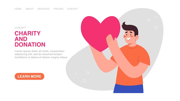 Banner web con el hombre que sostiene el corazón