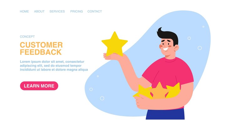 Vector banner web con el hombre sostiene las estrellas
