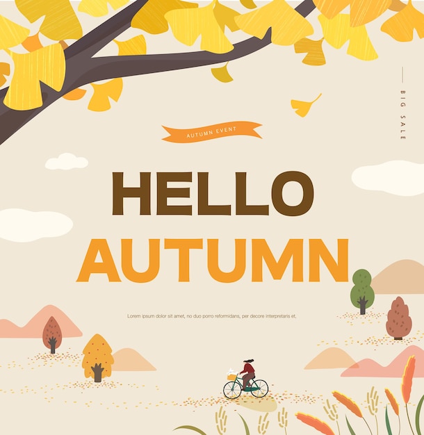 Banner de web de ilustración de evento de compras de otoño