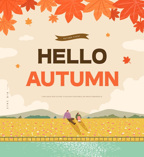 Banner de web de ilustración de evento de compras de otoño