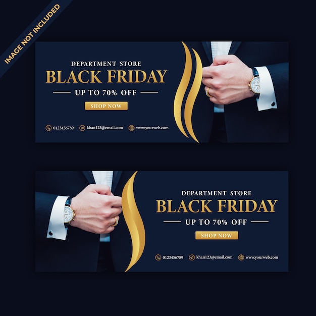 Vector banner web de lujo black friday sale