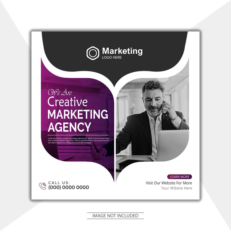 banner web de marketing digital y publicación en redes sociales
