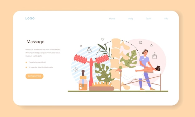 Banner web de masajista o página de destino. Procedimiento de spa en salón de belleza