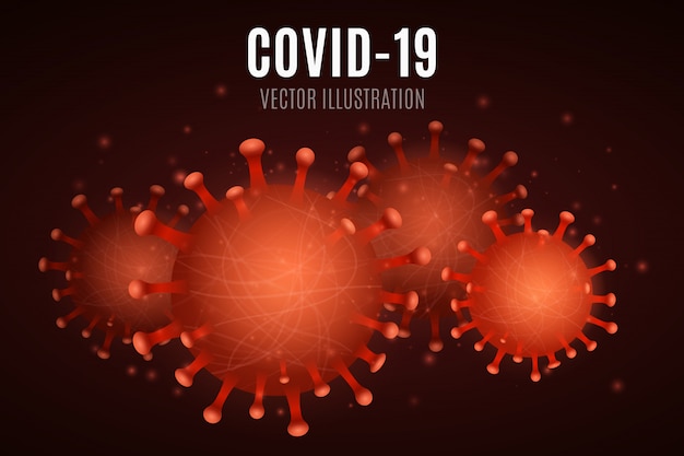 Banner web médico. Microbio virus 3D Corona. Organismo patógeno. ilustración