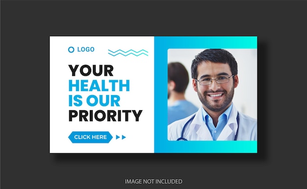 Vector banner web médico o plantilla de diseño en miniatura de youtube