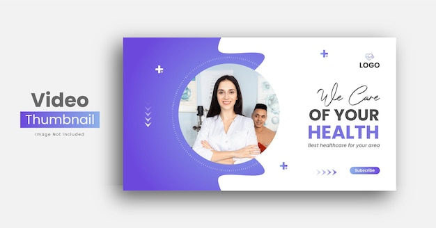 Vector banner web médico o plantilla de miniatura de youtube de atención médica vector premium