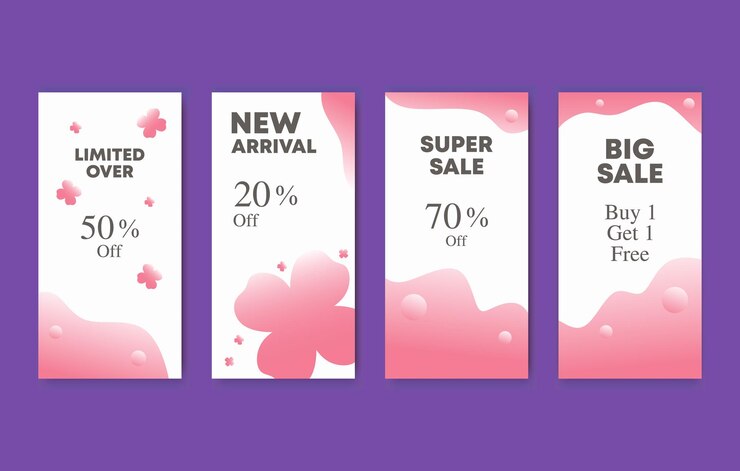 Banner web moderno para aplicaciones móviles de redes sociales diseño orgánico en colores pastel rosa Mega venta de moda promocional hasta 70 publicaciones en redes sociales con estilo historia y fotos Ilustración vectorial