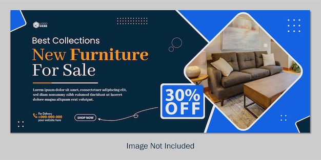 banner web de muebles en venta o plantilla de portada de redes sociales