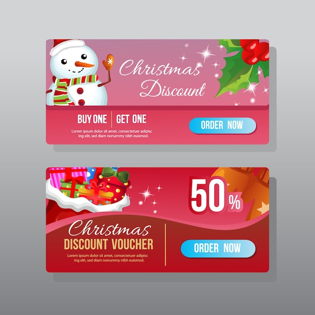 Vector banner de web de navidad con hombre de nieve