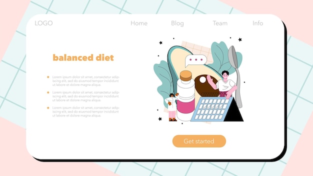 Banner web nutricionista o terapia de nutrición de página de destino con salud