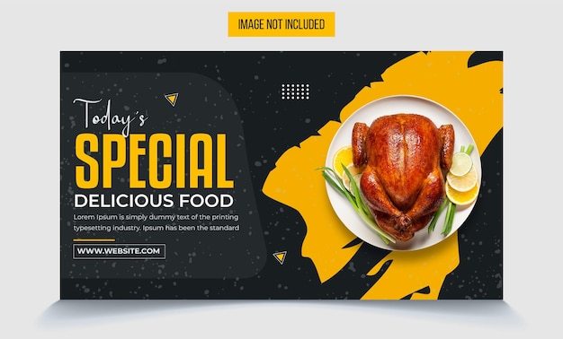 Un banner web o un diseño de miniatura para un menú de comida especial.